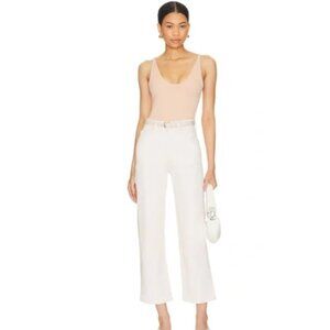 MOTHER White Cropped Wide-Leg Jeans